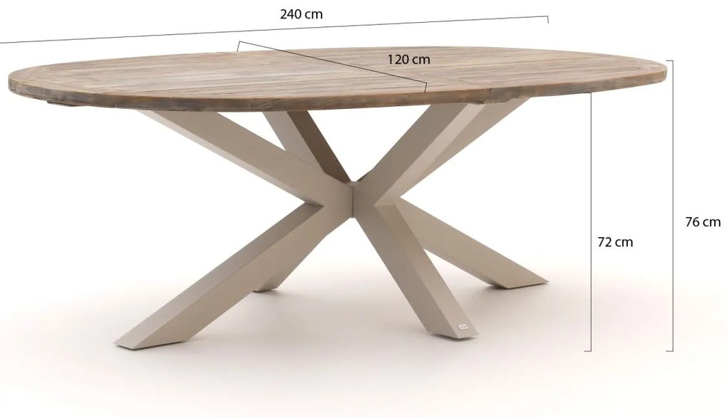 Tuin eettafel ROUGH | Ovaal  | Tuintafel Teakhout | 240x120cm | 6 personen | Kees Smit Tuinmeubelen