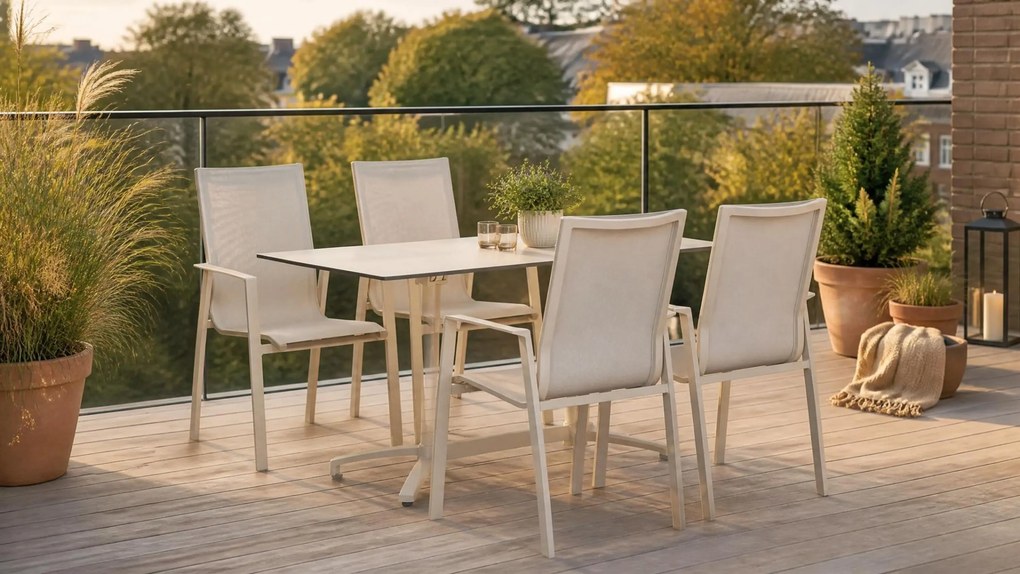 Tuinset 4 personen 140 cm Aluminium Zand/Beige Lifestyle Garden Furniture Ultimate/Marano