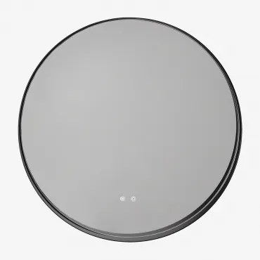 Ronde Wandspiegel Voor Badkamer Met Led-licht En Anti-condens Ø80 Cm Kimacs Zwart - Sklum