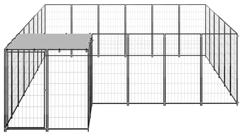 vidaXL Hondenkennel 12,1 m² staal zwart