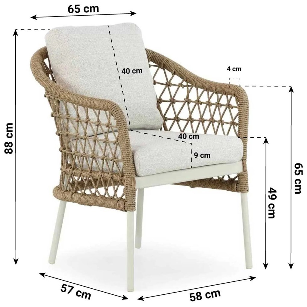 Tuinset 4 personen 165 cm Aluminium/wicker Taupe Coco Bali/Brighton