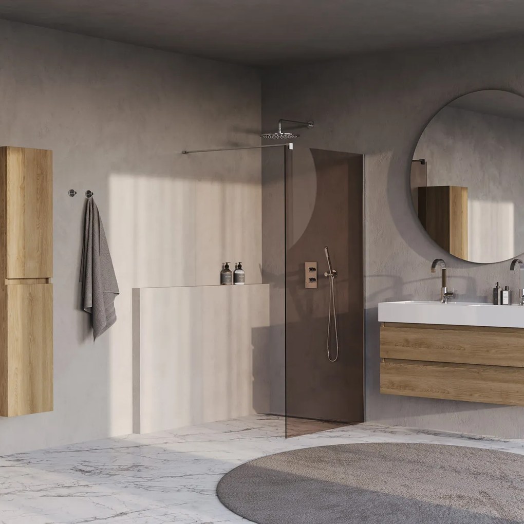 Brauer Oblivion inloopdouche bronsglas 90cm chroom