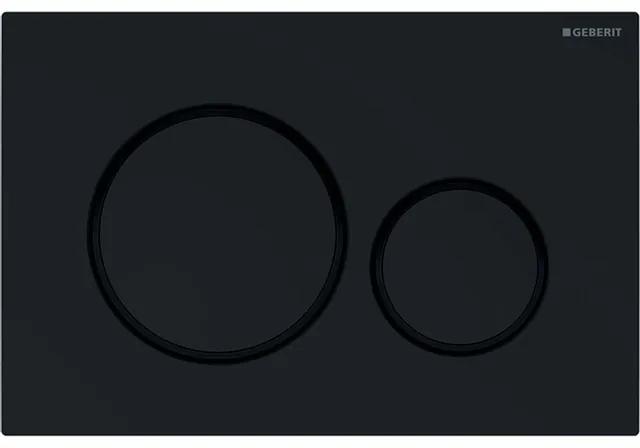 Geberit sigma20 bedieningplaat - 2-toets spoeling - frontbediening voor toilet - 24.6x16.4cm - plaat zwart glans & ring zwart mat 115882DW1