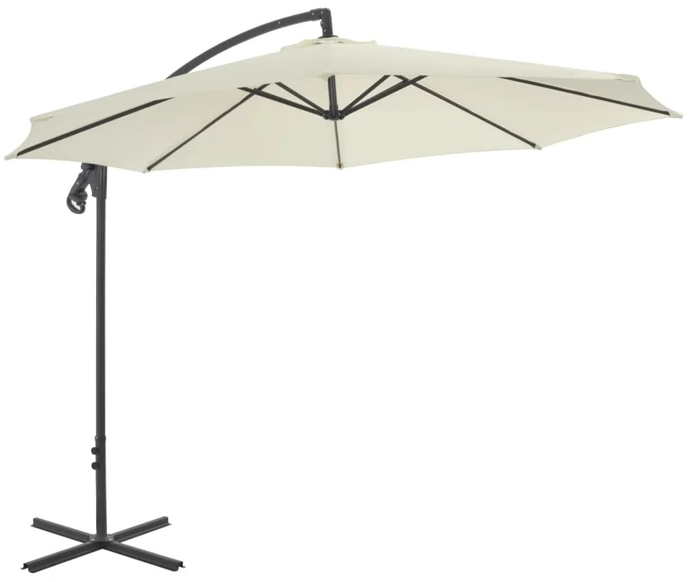 vidaXL Zweefparasol met stalen paal 300 cm zandkleurig