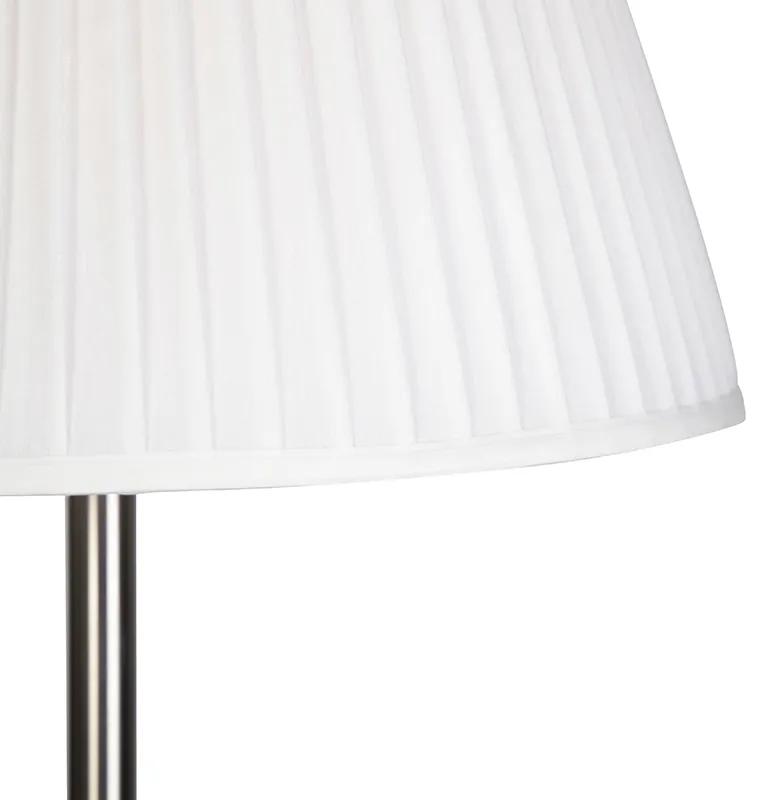 Stoffen Moderne vloerlamp staal met witte plisse kap 45 cm - Simplo Modern E27 rond Binnenverlichting Lamp