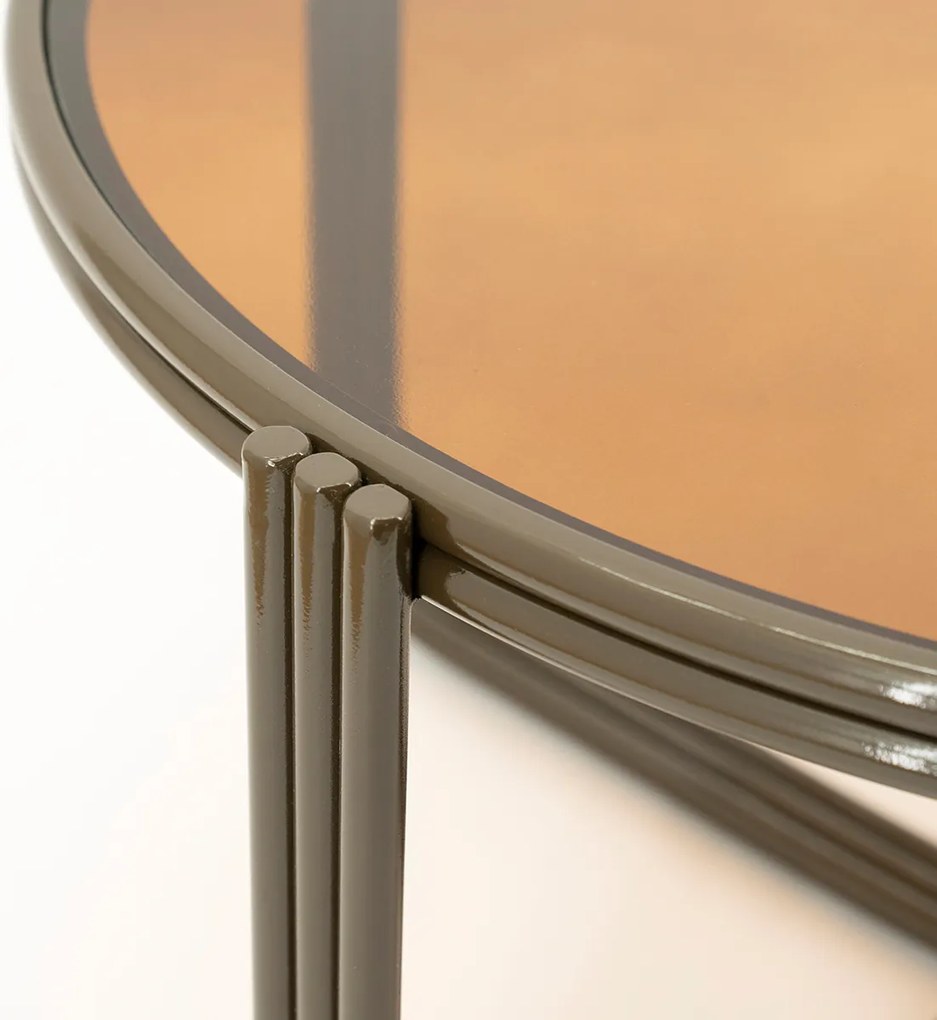 Retro Salontafel Glas Bruin - 63 X 63cm.