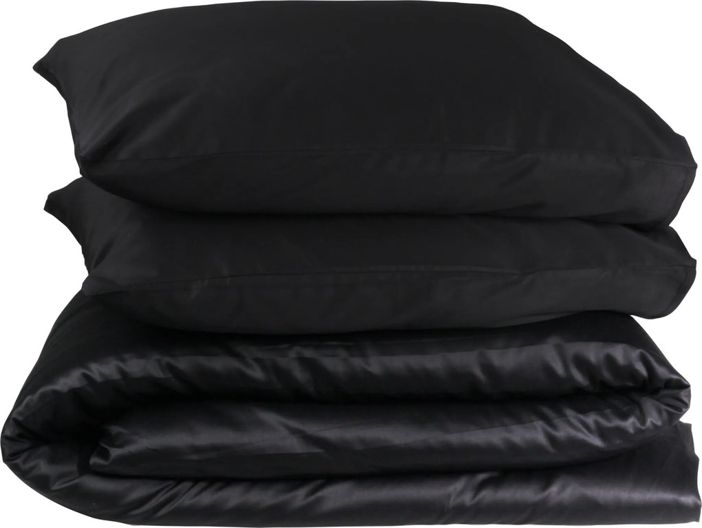 Dekbedovertrek Queen - 100% katoensatijn - 140x200/220 - zwart
