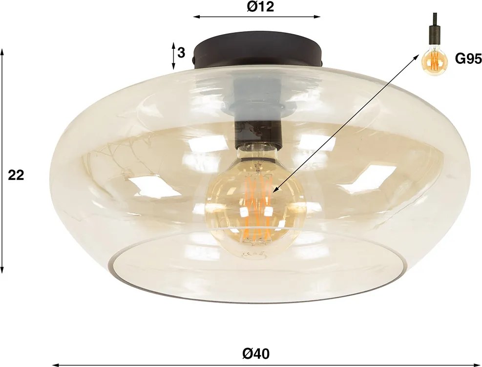Glazen Plafondlamp Amberkleurig
