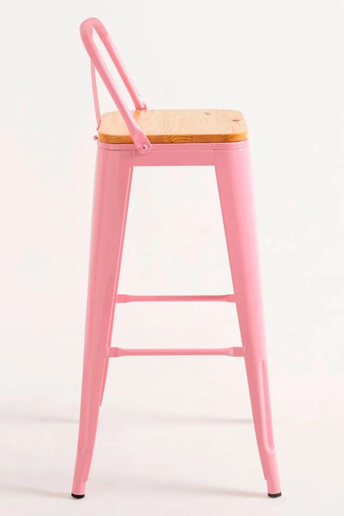 Kruk Torix met rugleuning van natuurlijk hout