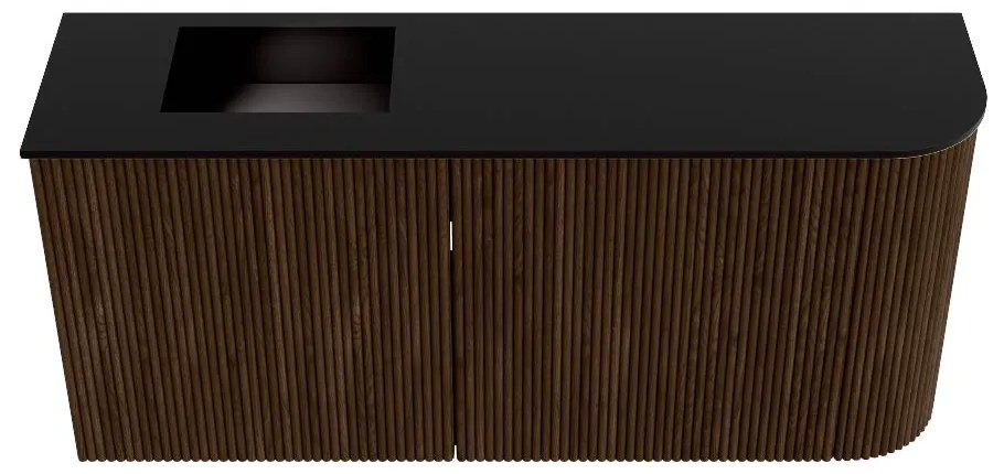 Mondiaz Joya 90cm toiletmeubel ronding rechts walnut met wastafel faye links 1 kraangat urban
