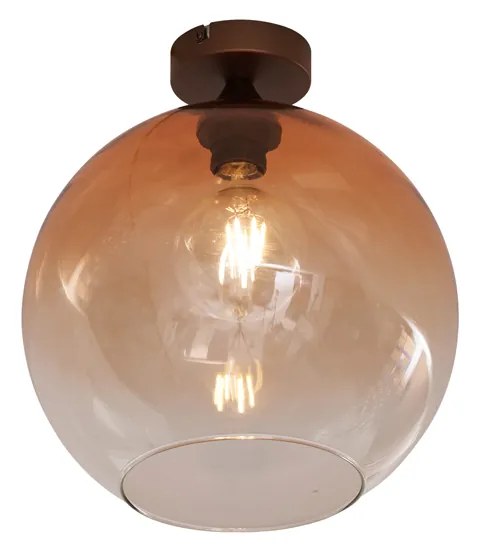 Art Deco plafondlamp donkerbrons met bruin glas - Sandra