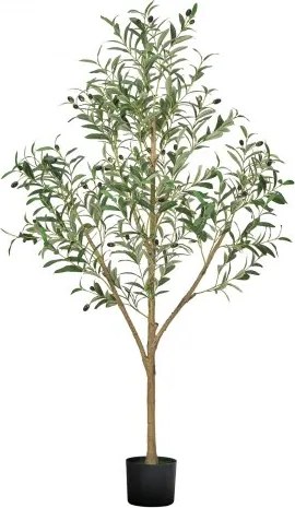 VEVOR Kunstolijfboom, 1,5 m met zwarte pot, kunstboom met natuurlijke houten stam en realistische groene bladeren en vruchten, kunstplant voor binnen, thuis, op kantoor en in de woonkamer