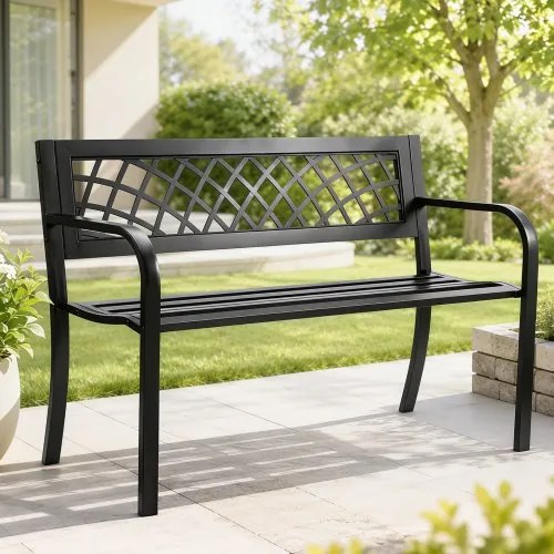 VEVOR Tuinbank Patiobank van metaal, 1163 mm Parkbank Rustbank Draagvermogen 218 kg, 3-persoons tuin- en parkbank met rugleuning en armleuningen, vintage bank voor tuin, park, tuin, veranda