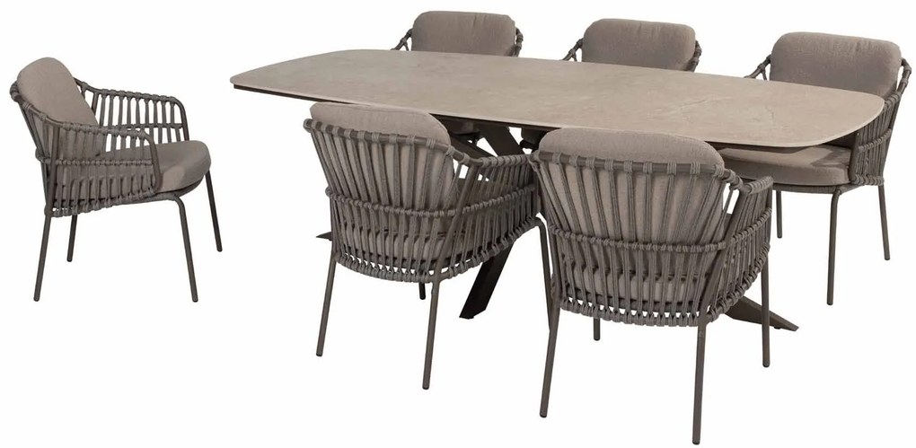 4 Seasons Outdoor Capalbio tuinset terre met Prado tafel met keramisch blad 240 cm Tuinset   bruin weerbestendig