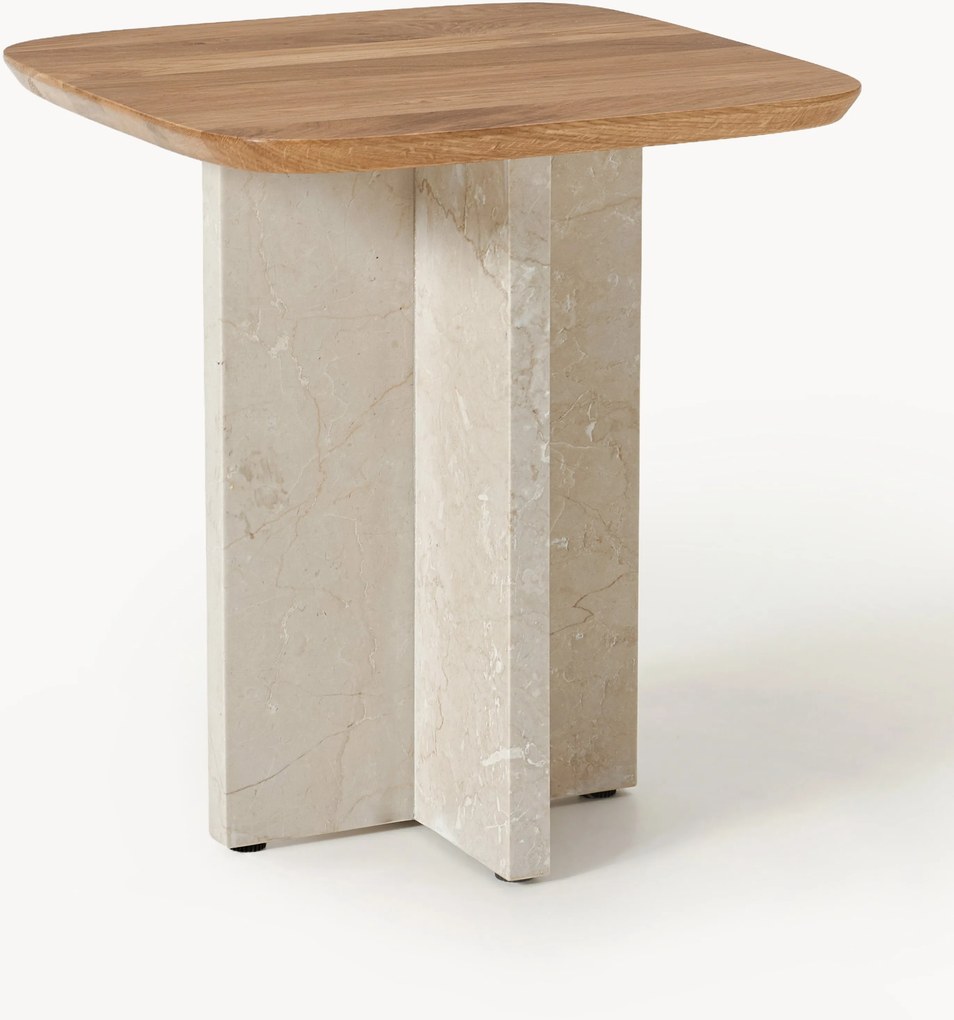 Bijzettafel Naida van eikenhout en marmer