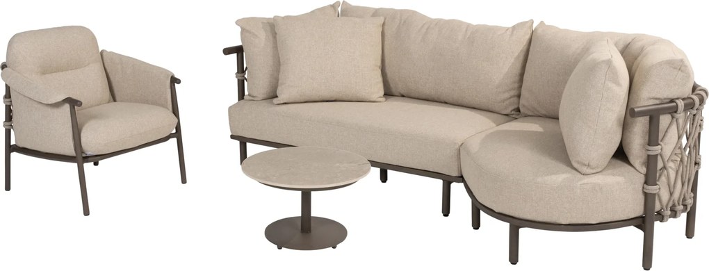 Ezra chaise longue organische loungeset 4 delig keramiek terre 4 Seasons Outdoor