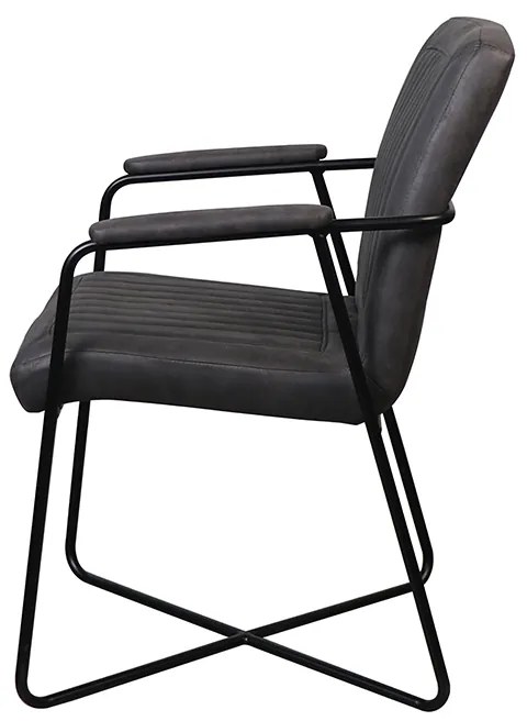 Eetkamerstoel - Henry - lederlook Soft antraciet