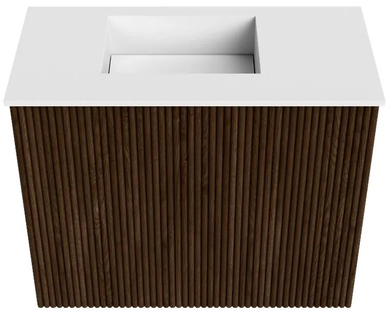 Mondiaz Joya 50cm toiletmeubel walnut met wastafel faye links 1 kraangat talc