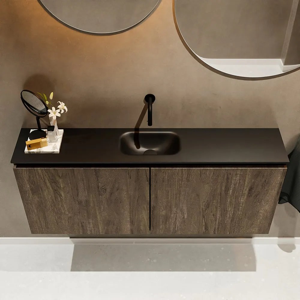 Mondiaz Ture 120cm toiletmeubel dark brown met wastafel urban midden geen kraangat