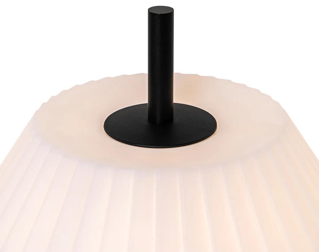 Moderne buiten tafellamp zwart met witte kap IP44 - Robbert Modern E27 IP44 Buitenverlichting rond