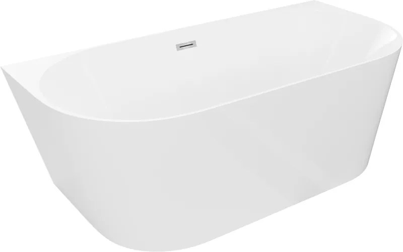 Mexen Oval Slim Vrijstaande wandbad 170 x 80 cm, wit, chroom overloop - 52661708000-01
