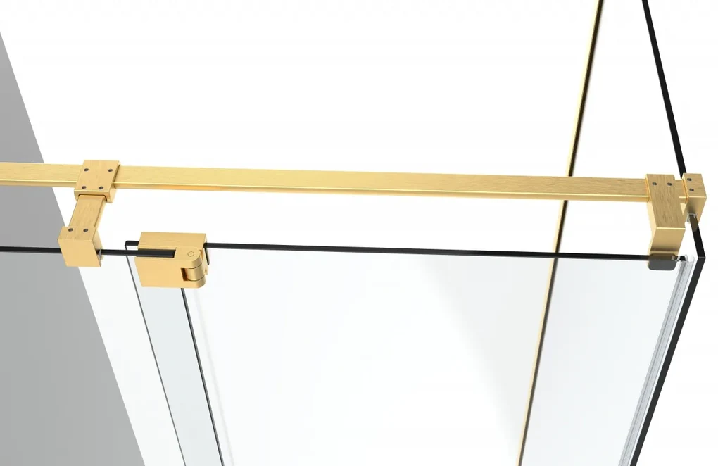 Van Rijn ST08 hoekcabine met draaideur helder glas 140x120cm messing