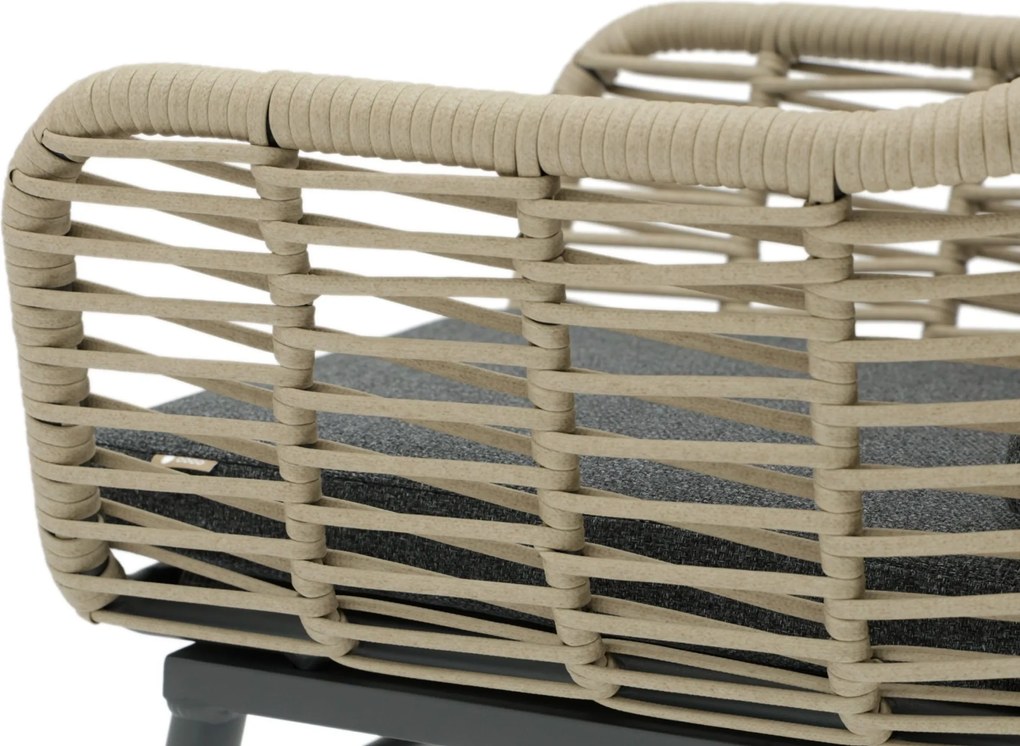 Tuinset Ronde Tuintafel 4 personen 120 cm Rope Grijs Coco Antoni/Rockville