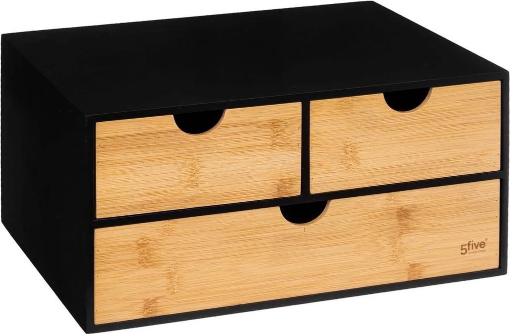 5Five Bava Bureau Organizer - 3 lades - 32 x 25 x 16 cm - Zwart