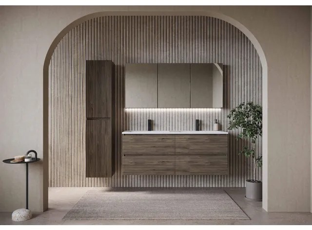 HR badmeubelen Hoge Kast - 35x35x170cm - 3D-front - 2 deuren - linksdraaiend - greeploos - french oak 75105602063