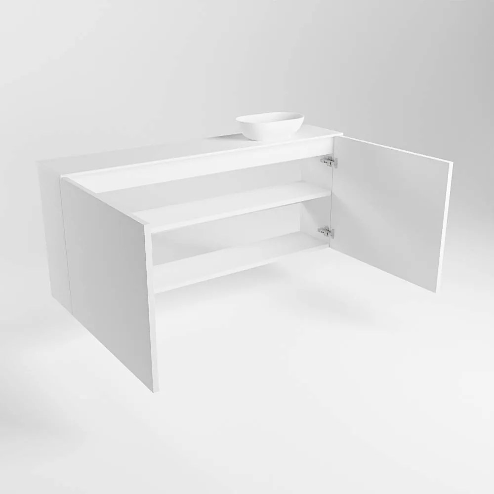 Mondiaz Fowy toiletmeubel 120cm talc met witte waskom rechts zonder kraangat