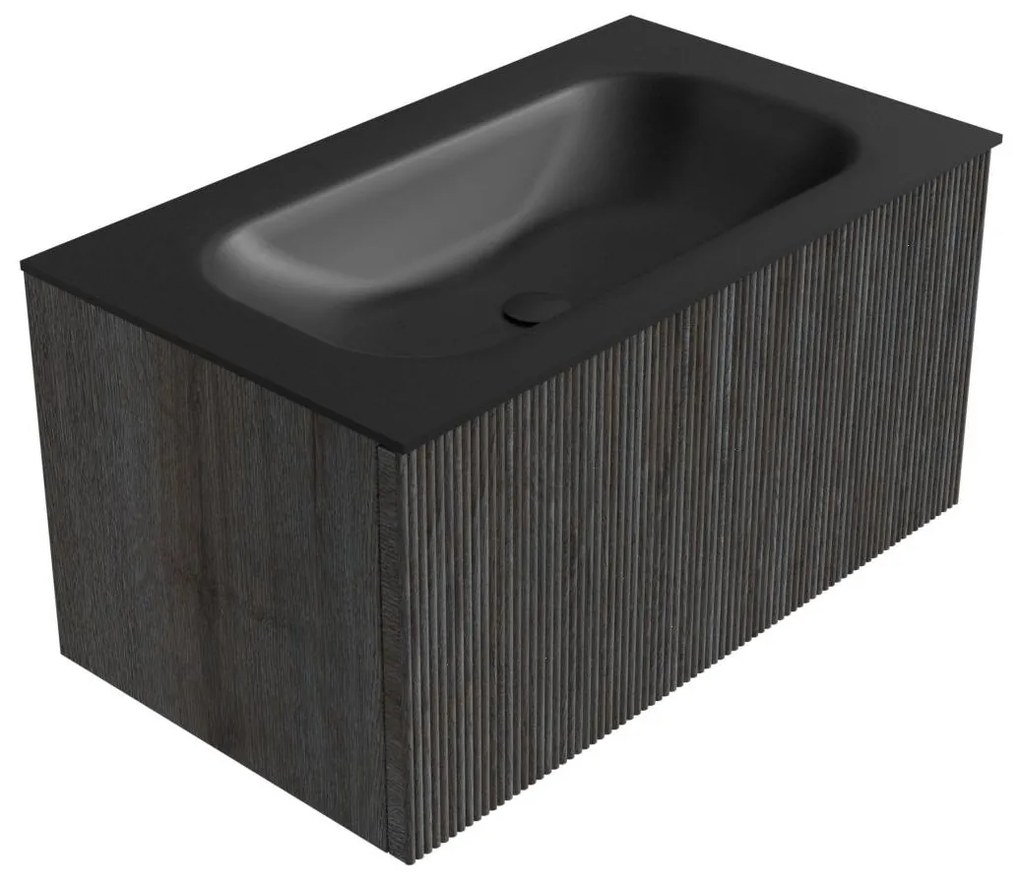 Mondiaz Kurve 80cm badmeubel shadow met 1 lade en wastafel big small midden zonder kraangat urban