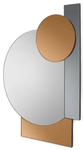 Aya geometrische spiegel, 58 x 80 cm, zilver, rookglas, koper en zilvertinten