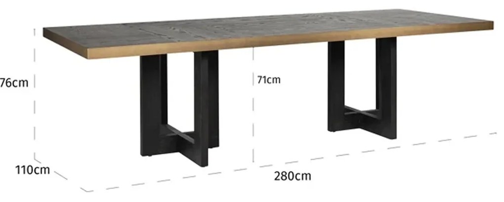 Grote Eettafel Eiken 280 Cm - 280 X 110cm.