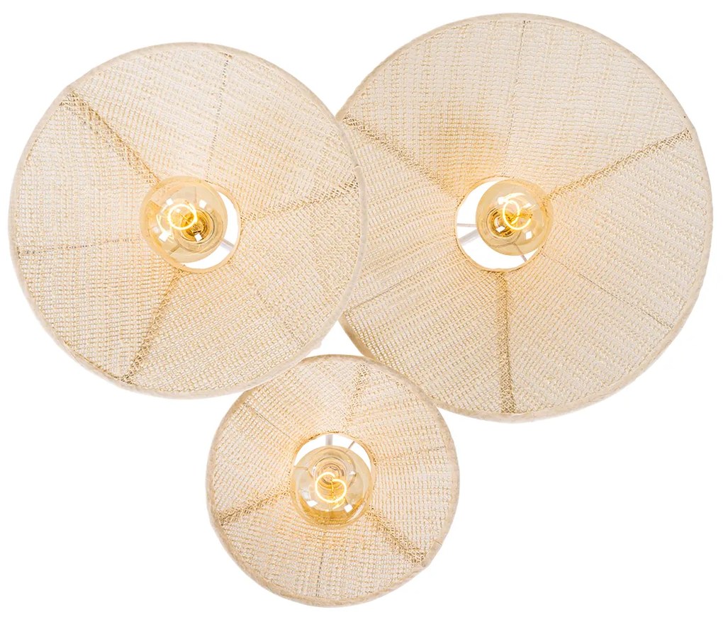 Design plafondlamp wit met stof 3-lichts - Jane