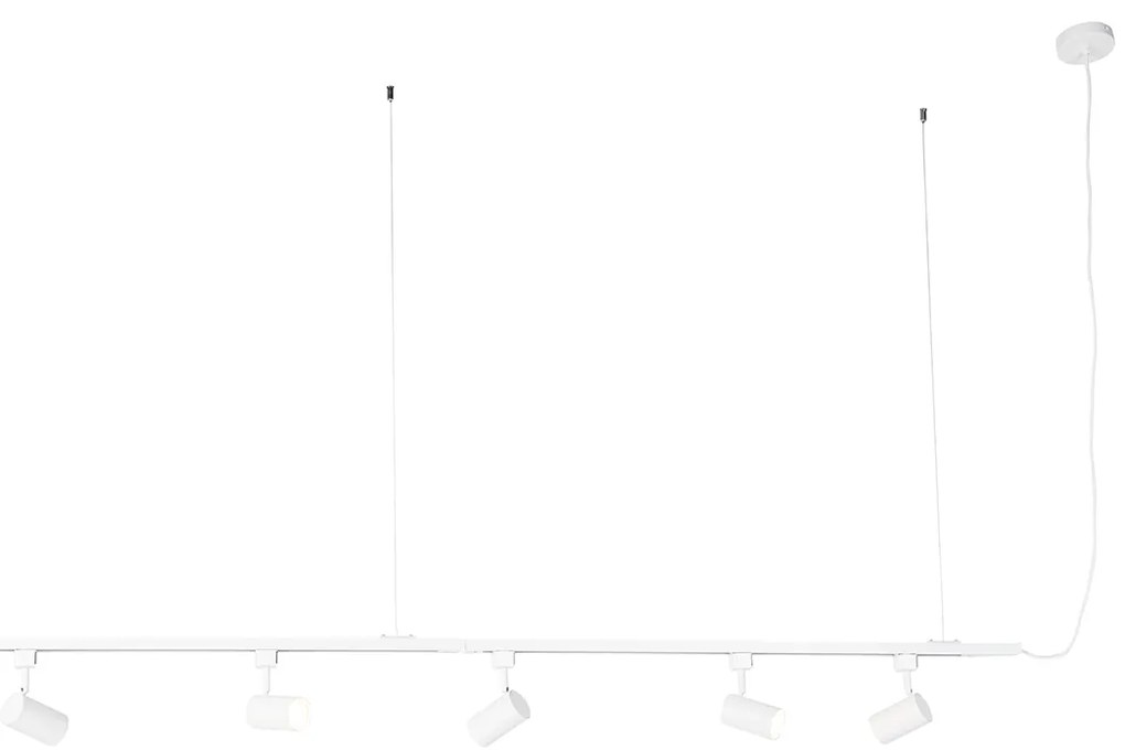 Modern hangend railsysteem met 5 spots wit 1-fase  - Iconic Jeana