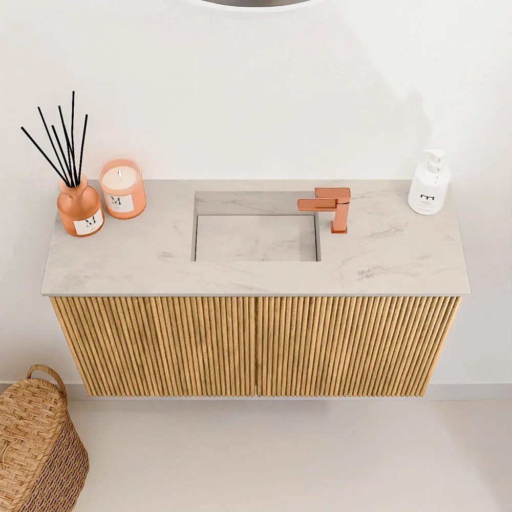 Mondiaz Joya DLux 70cm toiletmeubel oak met wastafel faye midden 1 kraangat opalo