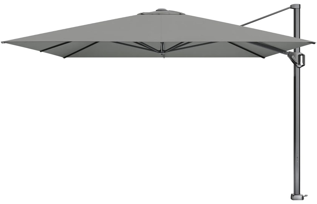Platinum Challenger Telescope Zweefparasol premium - 3,5x3,5 - Manhattan grey met voet en hoes