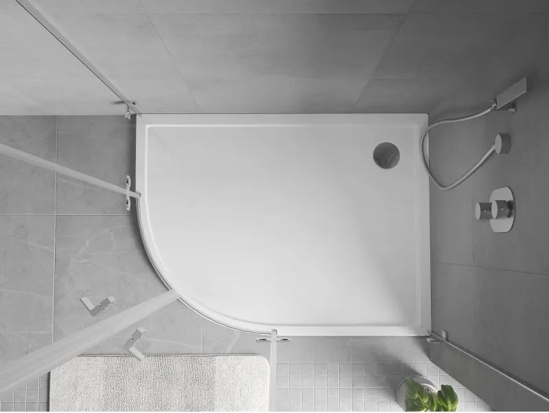 Mexen Flow asymmetrische halfronde douchebak slim rechts 90 x 80 cm, wit glans - 46Q108090R