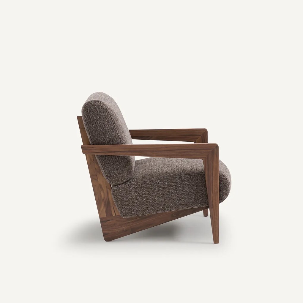 Fauteuil in massief notenhout en bouclette, Izag