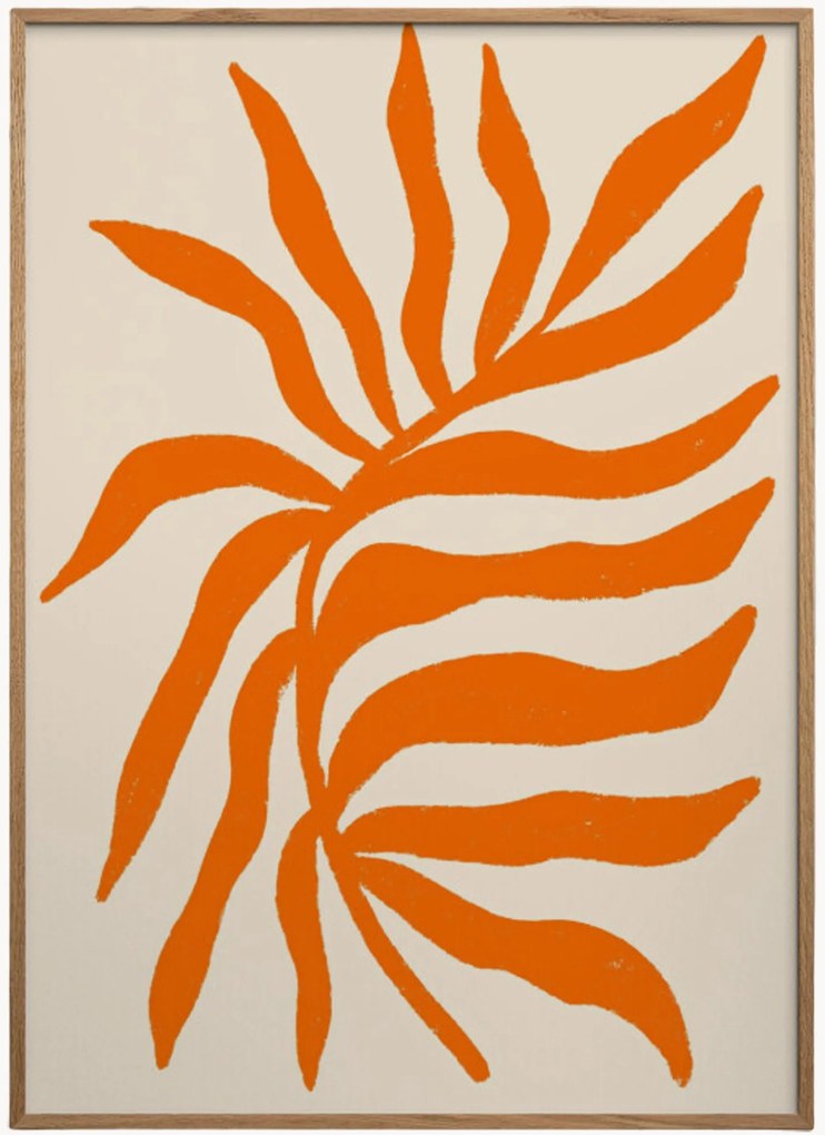 Ingelijste digitale print Orange Silhouette Textured Branch