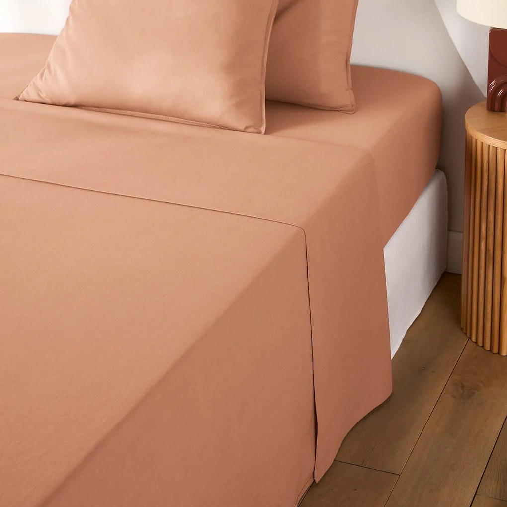 Effen plat laken in gewassen katoen, Scenario