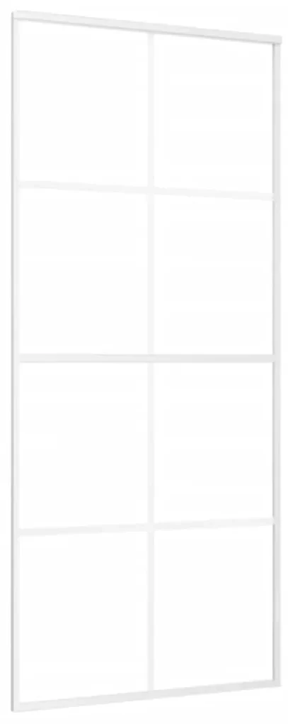 vidaXL Schuifdeur 90x205 cm ESG-glas en aluminium wit