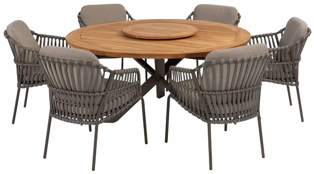 Taste by 4 Seasons Prado tuintafel terre met rond teak blad Ø 160 cm Tuintafel   bruin weerbestendig