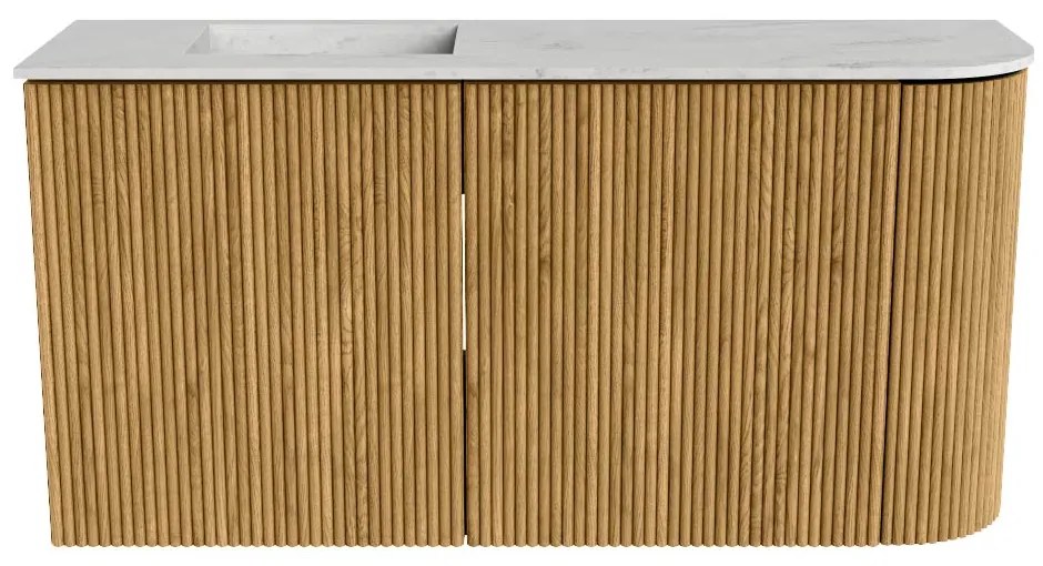 Mondiaz Joya DLux 80cm toiletmeubel ronding rechts oak met wastafel faye links zonder kraangat opalo