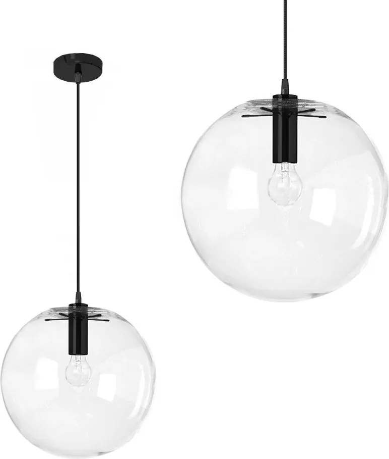 Hangende glazen plafondlamp Lassi Zwart 25 cm APP307-1CP