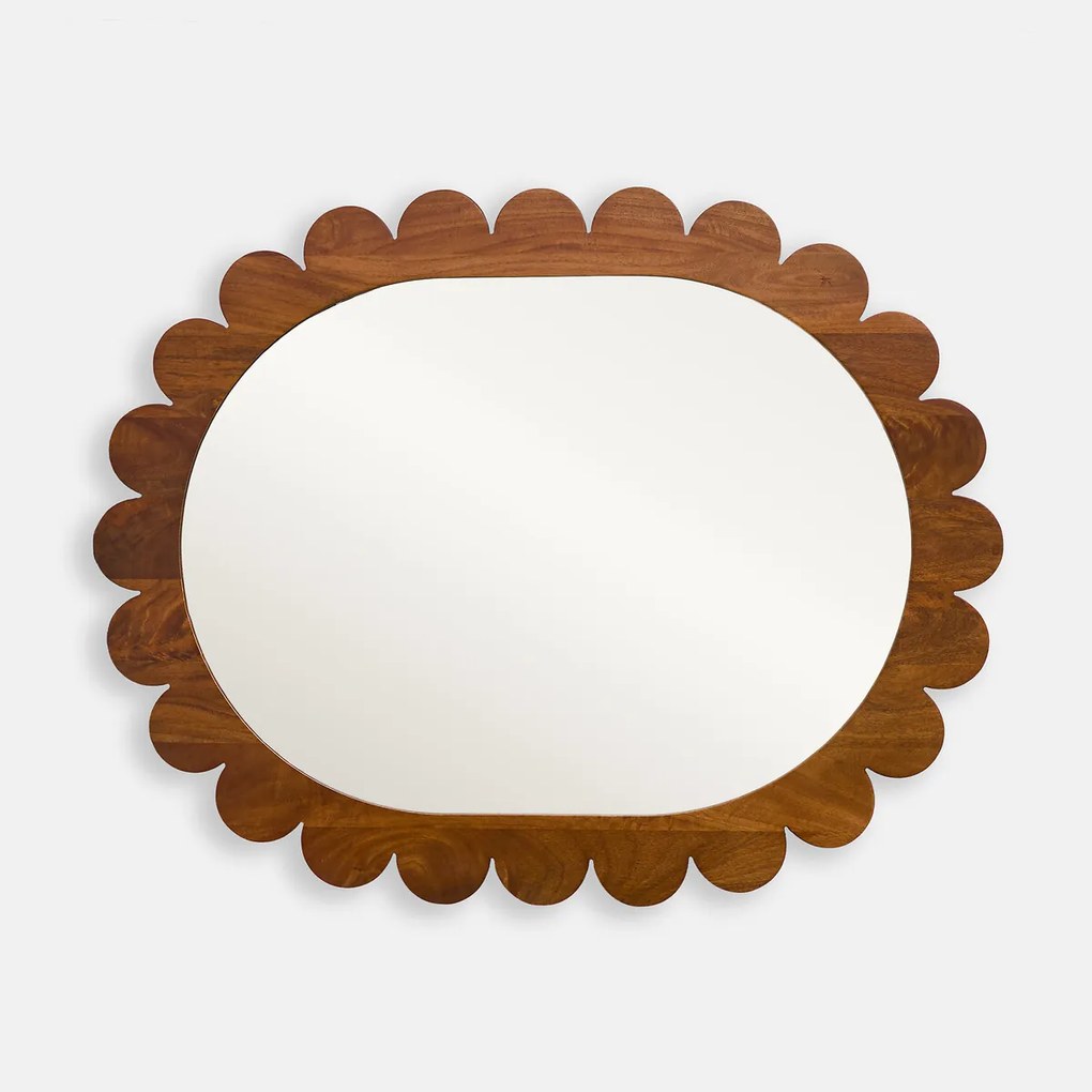 Grote rechthoekige spiegel van mangohout, lengte 80 x hoogte 102 cm, FLEORA