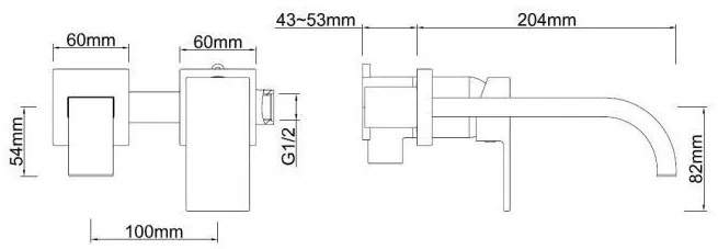 Mueller cube inbouw-wastafelmengkraan PVD-coating chroom