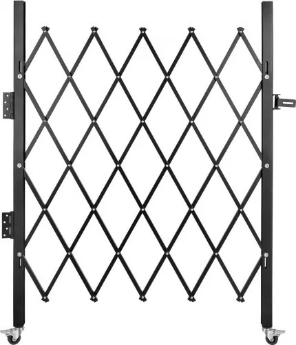 VEVOR Enkele Beveiligingspoort 108 x 132 cm Vouwpoort van kanaalstaal, flexibele uitvouwbare en intrekbare verkeersbarrière, 360° Rolbarrièrepoort Zwarte Straat Garage Bouw Oprit Hek