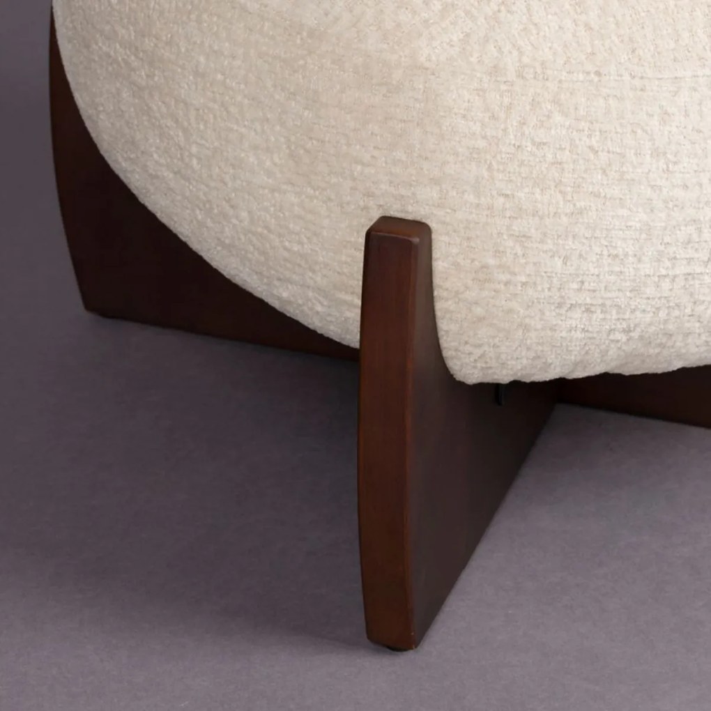 Dutchbone Emilius Retro Poef Beige Walnoot