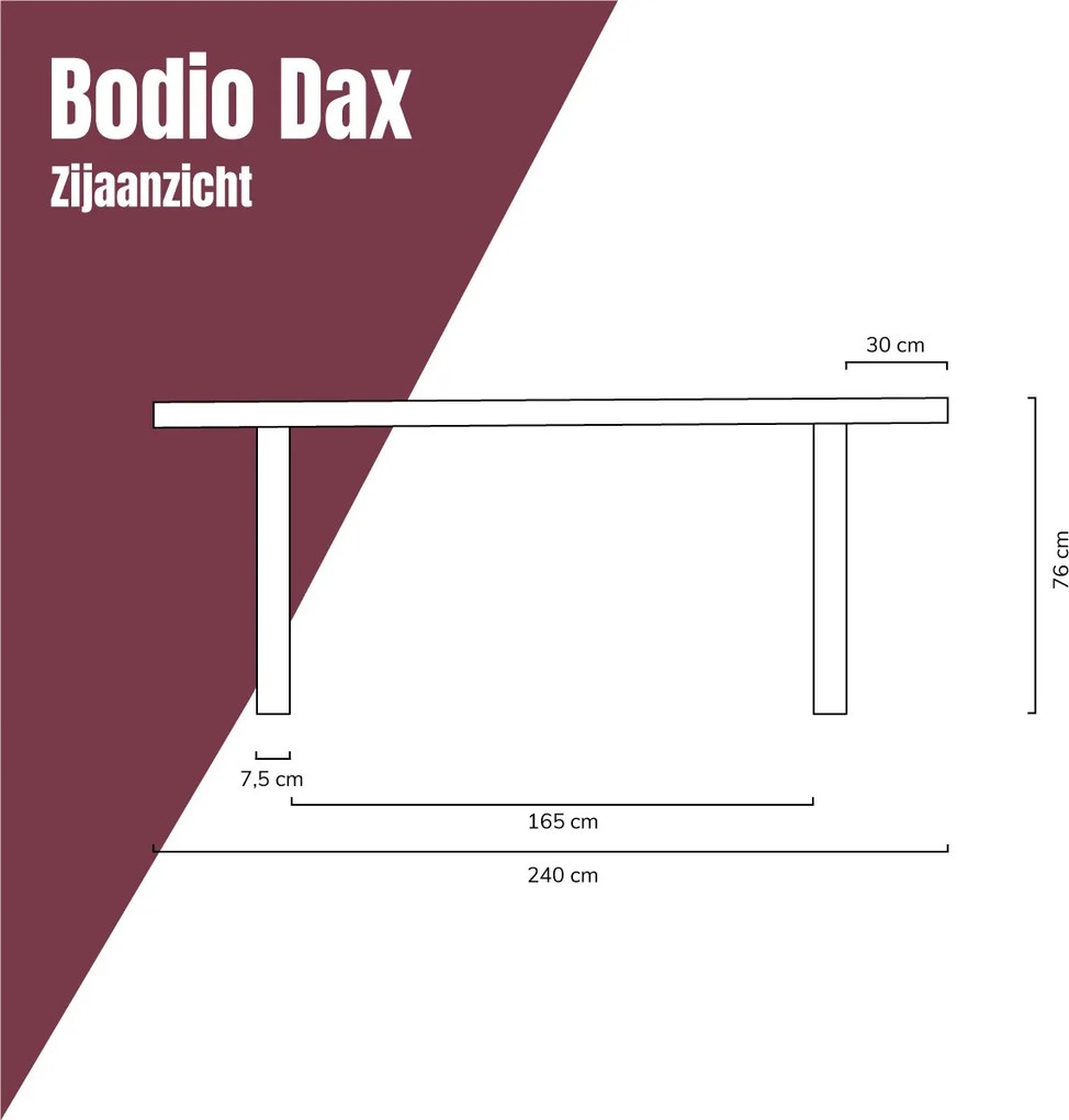 Bodio Dax Boomstamtafel 240 X 100 - 240 X 100cm.